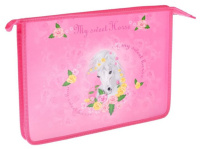 Папка д/ труда А4 (335*240*85) 2отд. молния сверху, пластик/ламинат "Прелестная лошадка"