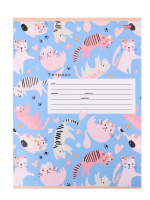 Тетрадь А5 12л косая лин. Проф-Пресс "Множественные котики" 5 диз.в спайке, белизна 92%