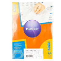 Этикетки самокл. Multilabel лист А4, 105х148,5мм, белые, 100 листов, 4 эт/л