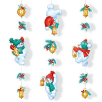 Гирлянда 2м "Снеговики с волшебными фонариками" вертикальная