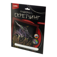 Гравюра-скретчинг 18*24см с эффектом голграфик Япония "Японская цапля" 6+