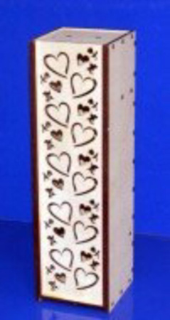 Заготовка деревянная Коробка для вина 38*11*11см с сердечками