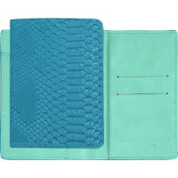 Обложка для паспорта из к/з Clair 2 отд., бирюзовая