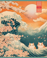 Тетрадь А5 48л кл. Hatber "Коты и море" мат.лам., тисн., 5 диз.в спайке