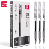 Ручка гелевая Deli  0,5мм черная, резиновая манжета