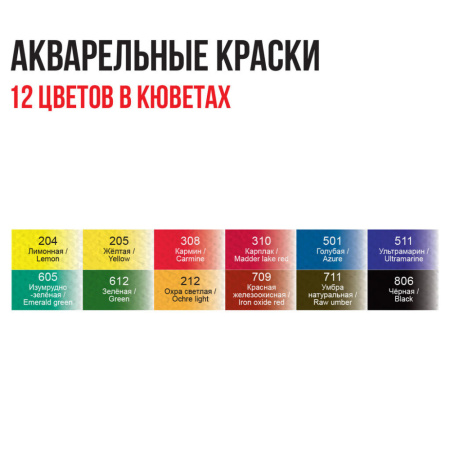 Акварельные краски худож. 12цв. VISTA-ARTISTA в кюветах