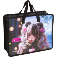 Папка А4 (335*260*100) с ручками, молния, пластик" I Love Anime "