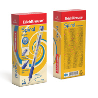 Ручка гелевая EK Spiral синяя 0,4мм, прозр. корпус