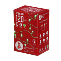 Гирлянда электрическая 10м 120LED светодиодная, прозарчный шнур, вьюн 220В, зеленый цвет