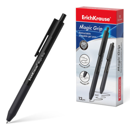 Ручка - шпион EK Magic Grip гелевая автомат.,сo стираемыми чернилами 0.5мм, чёрная