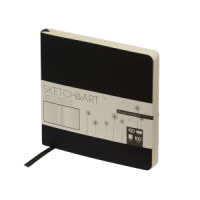 SKETCHBOOK SKETCH&ART BV, ORIGINAL,145х145 мм, 100 л., БЕЖЕВЫЙ 100 гр. В МЯГКОМ ПЕРЕПЛЕТЕ (ЧЕРНЫЙ)
