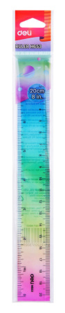 Линейка 20см пластик., ассорти