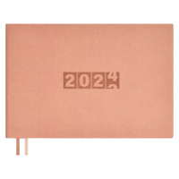 Еженедельник дат. 2024г, 181*127мм  64л., кожзам., мягк.пер. "Буйвол пепельно-розовый"