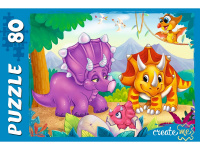 Пазлы   80 элементов  163*225мм. "Мир динозавров"