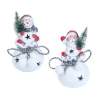 Сувенир новогодний "Снеговик" 14см , с LED подсветкой , керамика