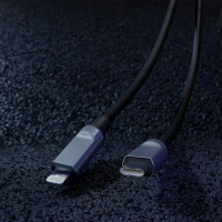 Кабель Smartbuy BOLD TYPE C - LIGHTNING для зарядки и передачи данных, черный,3А,TPE,1м,супертолст