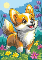 Картина по номерам на холсте 20*30см "Малыш корги"