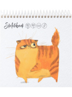Скетчбук А6  80л., гребень,  80гр/м2 "Подозрительный кот" жестк.подл.