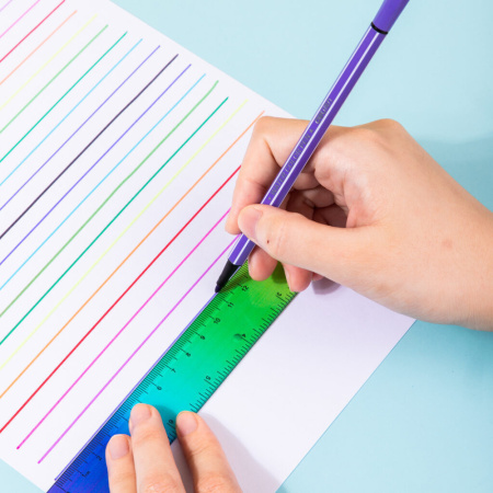 Линейка 20см пластик., ассорти