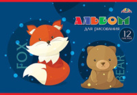 Альбом А4 12л скоба "Лесные зверята"  пл. 100 г/м