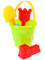 Набор игрушек. "Крепость" ведерко, лопатка, грабли, 2 формы