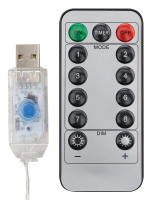 Гирлянда электрическая проволока 20м, 200LED, USB, с пультом, холодный свет