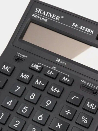Калькулятор 12 разр. Skainer  настольный двойное питание черный (аналог Casio GR-12 )