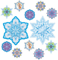 Комплект вырубных плакатов А4 "Снежинки" 7 видов