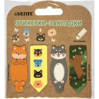 Закладки с липким краем (55*20мм)  20л., Shiba ,пластиковые полупрозр.