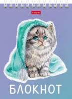 Блокнот А6  40л гребень "Котики бывают разными" УФ-лак, клетка
