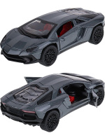 Машинка инерционная 12см металл,  открыв. дверцы, цвет серый, в коробке