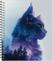 Тетрадь А5  48л кл. гребень Полином "Лесные коты" ВД-лак