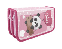 Пенал 2 отд. (190*105*50) молния, ткань "Панда на шарике"