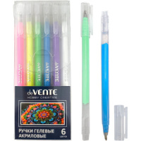 Набор гелевых акриловых ручек deVENTE  6цв." HOBBY CREATIVE""  1,0мм, прозрачно-матовый корпус