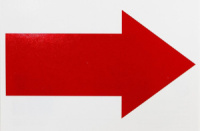 Наклейка информационная "Указательная стрелка", красная  10*10см