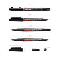 Маркер перманентный двухсторонний  0,45мм и 1,65мм , черный