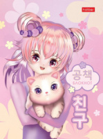 Блокнот А6 7БЦ  64л "Аниме с котиком" кл./лин., мат.лам.