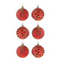 Набор елочных шаров 6 см, 6 шт., красный, пластик