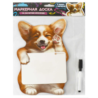 Доска магнитно-маркерная 19*28 см "Веселый корги" в наборе 1 маркер