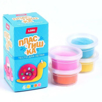Тесто для лепки  4 цв.*50 гр., желтый, бирюзовый, оранжевый, розовый
