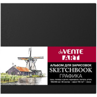 Скетчбук 150*150мм  40л., 110гр/м2, "ARTISTIC STUDIO. Black", тв.обл