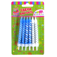 Свечи для торта "Голубое ассорти" 8см, 12шт/уп