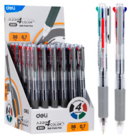 Ручка шар. многоцв. 4-х цветная, 0,7мм, резин.манжета