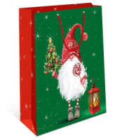 Пакет подар. бум. новогодн. 11*14*6см 157гр/м Гном