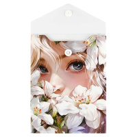 Конверт на кнопке  с рисунком А6 (158*114мм) Девушка в лилиях