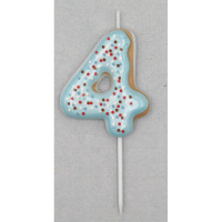 Свеча-цифра "4" Donut  6 см, с 3D декором