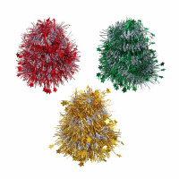 Мишура d=6см, 2м, ПВХ, двухцветная с декором Зевезды, ассорти