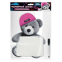 Доска магнитно-маркерная 22,4*26 см "Мишка в шапочке" в наборе 1 маркер