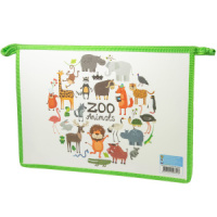 Папка д/тетрад. А4 (325*230*55) молния сверху, ламинат "Веселый зоопарк"