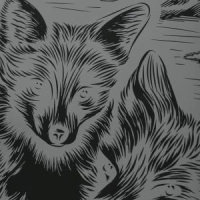 Гравюра 18*24см голография, пастель "Лисы" 3+